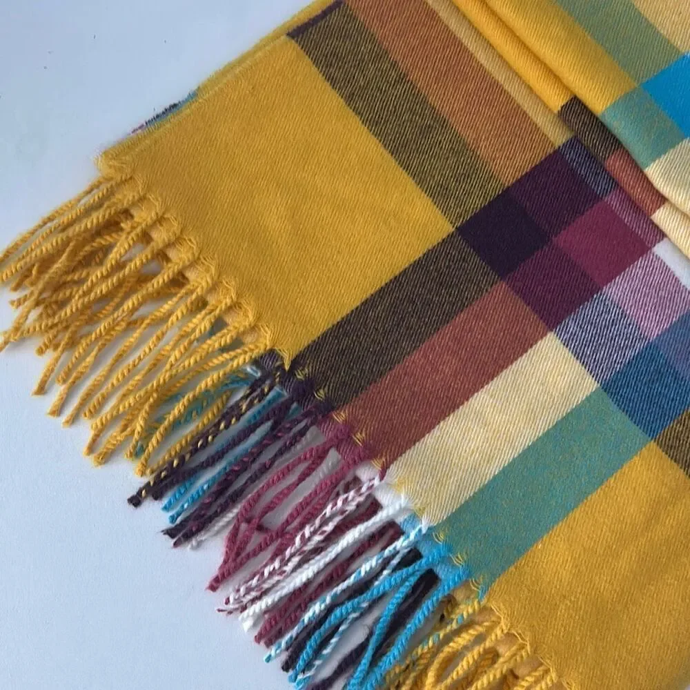 GAP Recycled Cozy Scarf Yellow Plaid Unisex